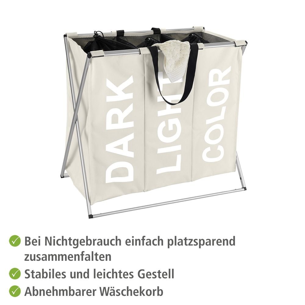 Wäschesammler Mod. Trio Beige, Wäschekorb, 130 l
