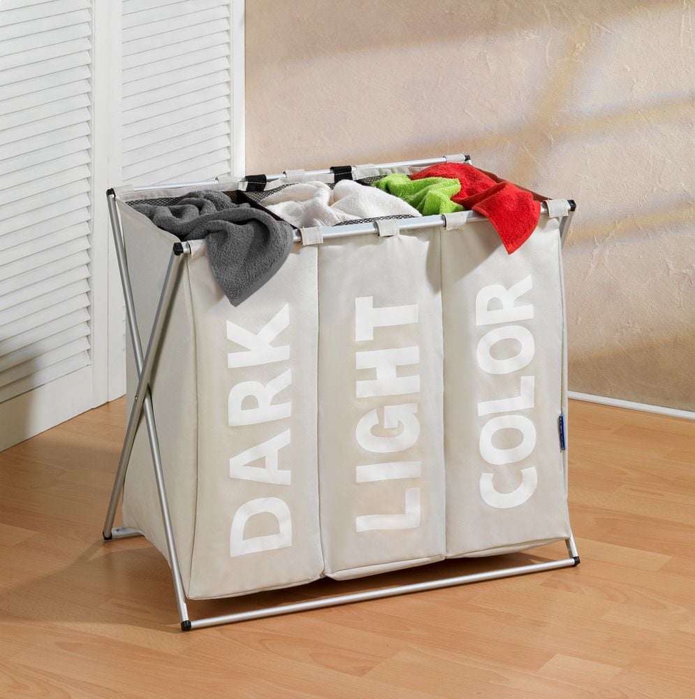 Wäschesammler Mod. Trio Beige, Wäschekorb, 130 l