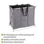 Wäschesammler Mod. Trio Grau meliert, Wäschekorb, 130 l