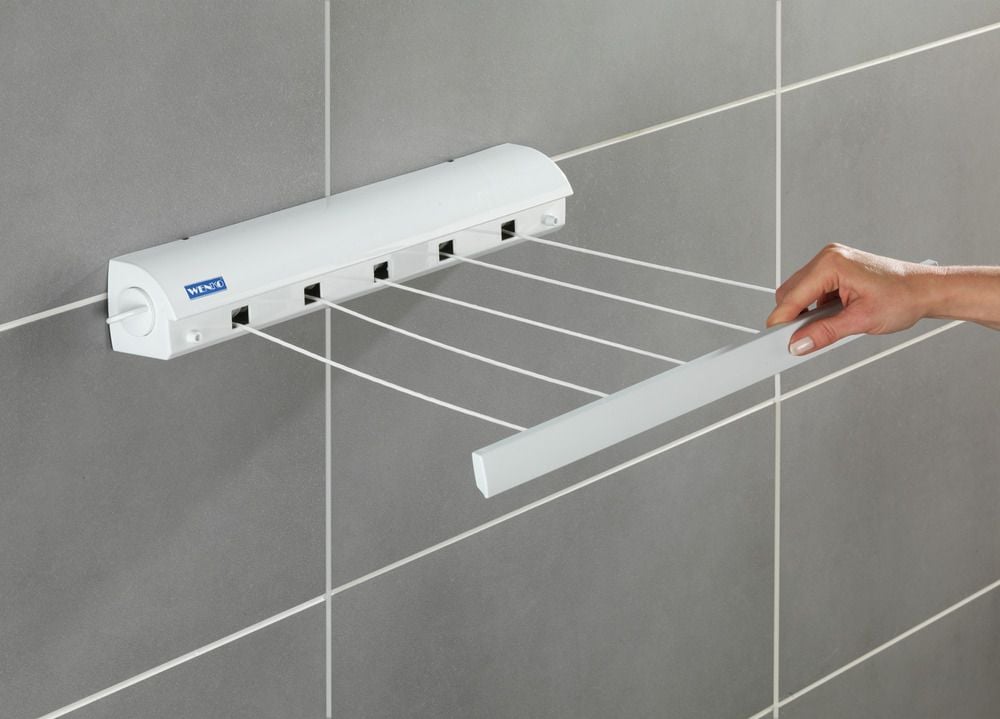 Wand-Wäscheleinen, stufenlos ausziehbar