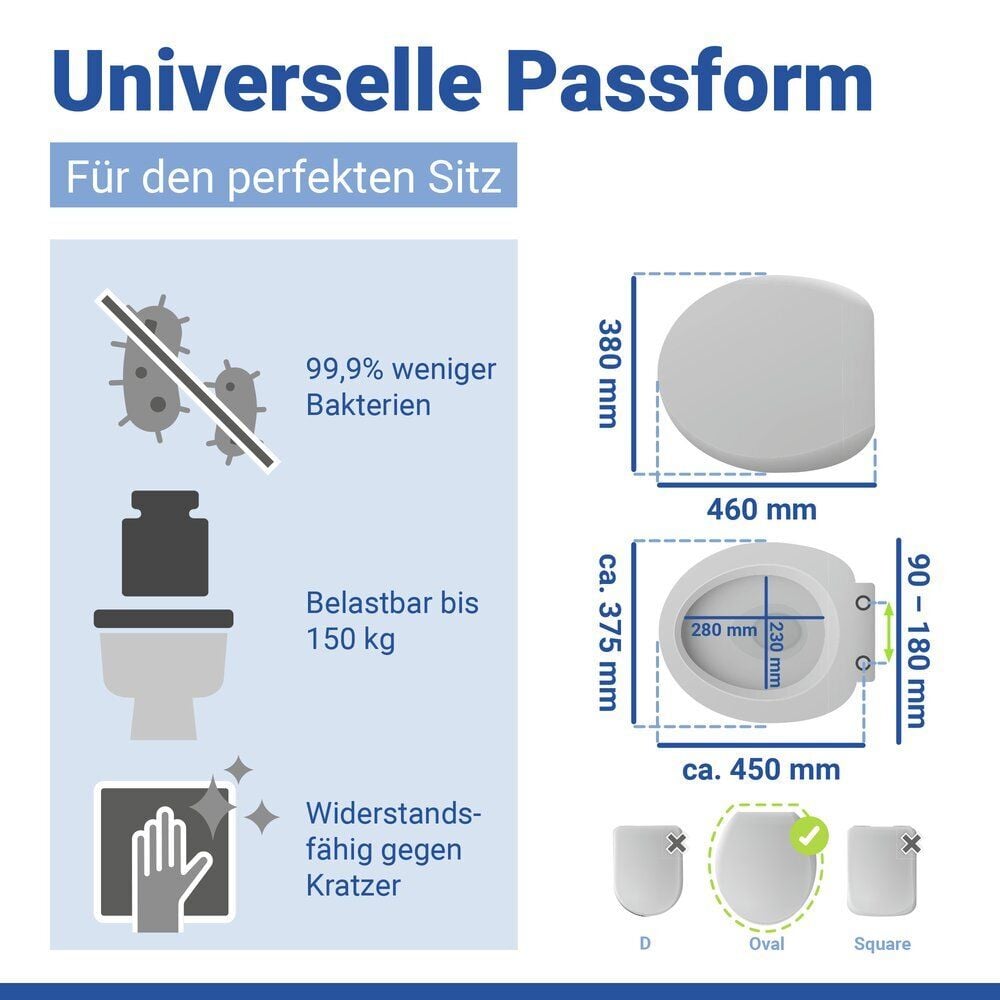 WC Sitz Mod. Muschel, Toilettendeckel mit Absenkautomatik