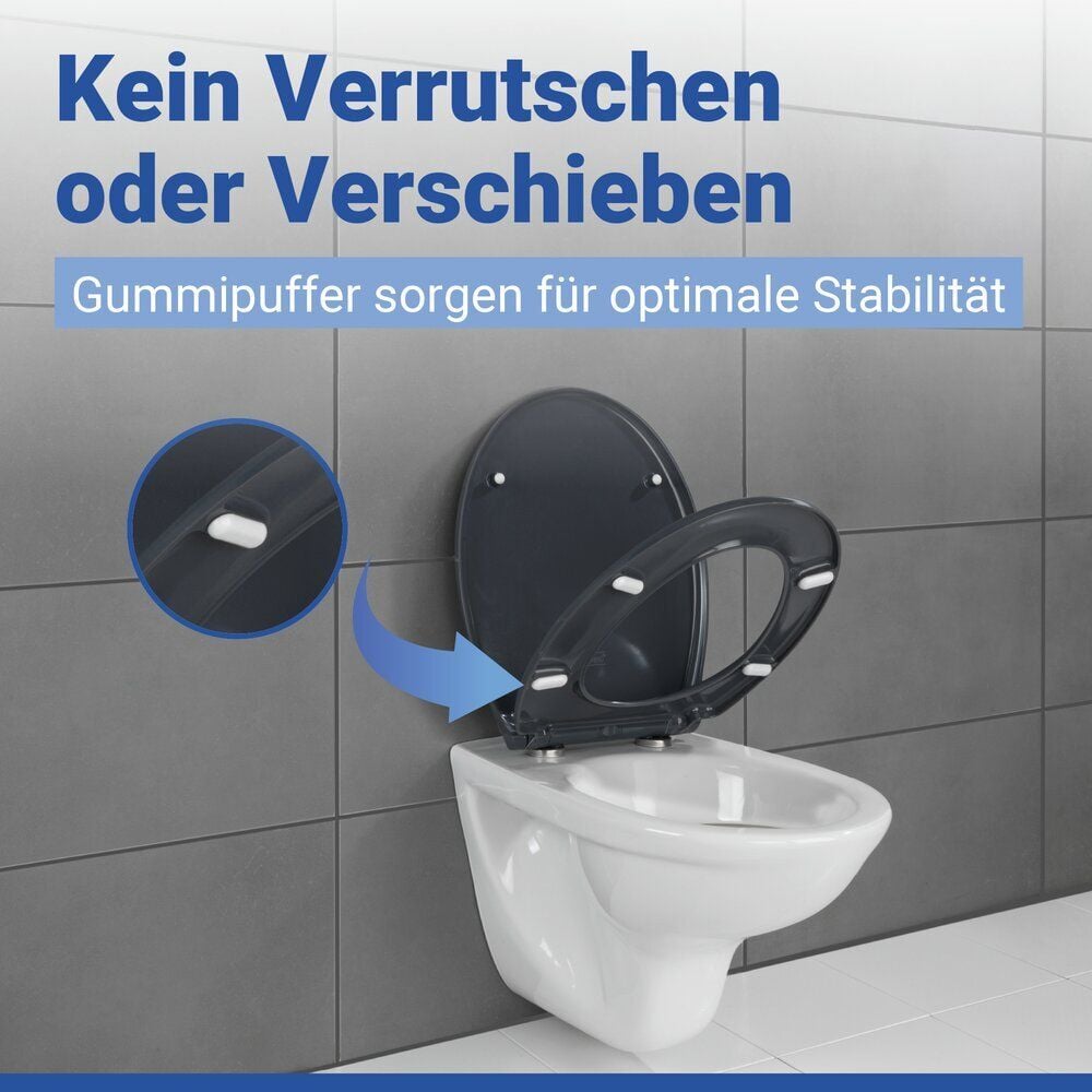 WC Sitz Mod. Samos Grau, Toilettendeckel mit Absenkautomatik