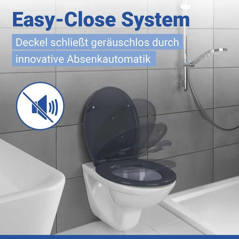 WC Sitz Mod. Samos Grau, Toilettendeckel mit Absenkautomatik