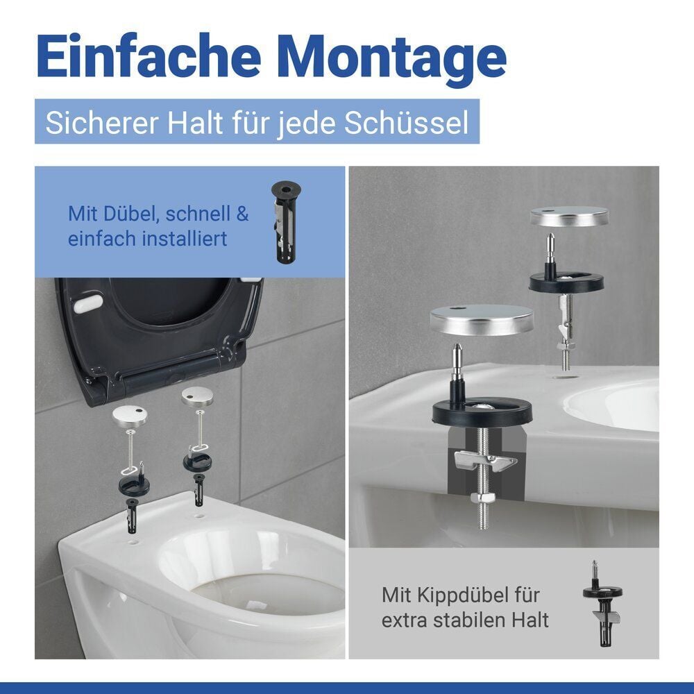 WC Sitz Mod. Samos Grau, Toilettendeckel mit Absenkautomatik