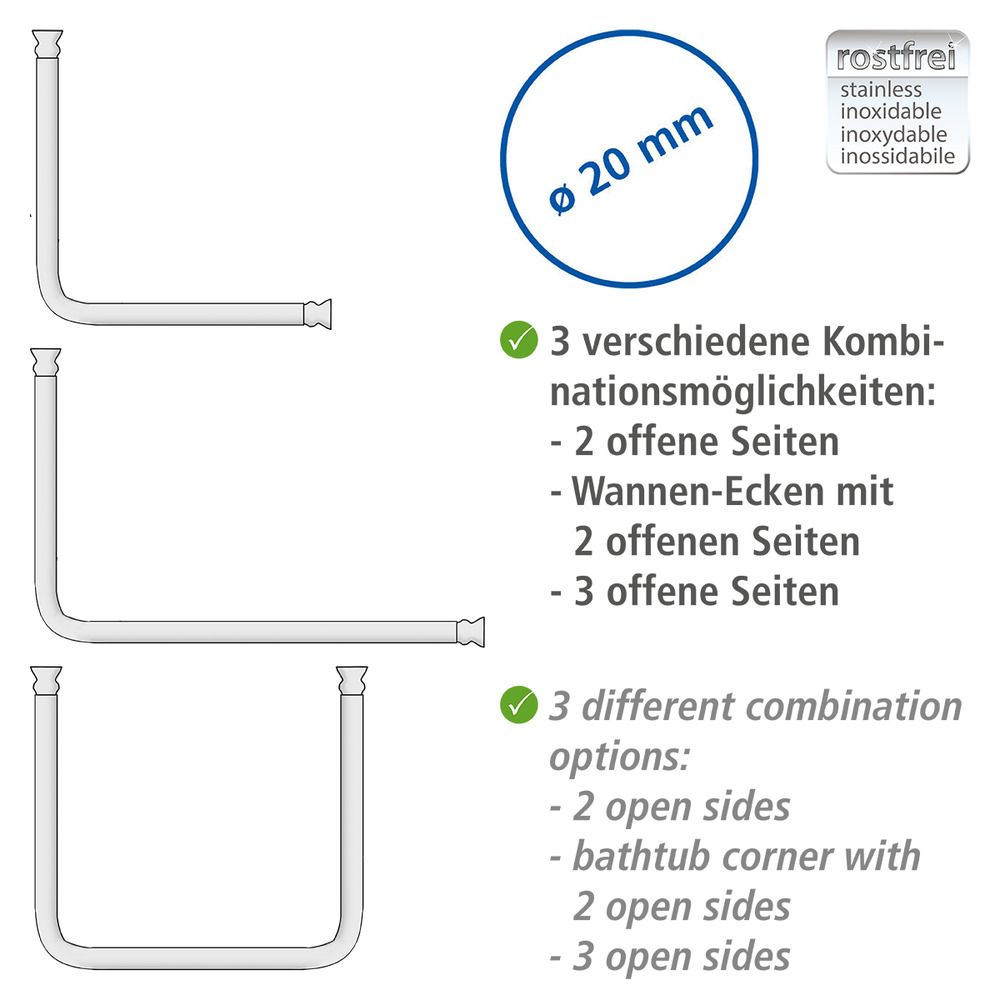 Winkelstange Universal Schwarz, 20 mm